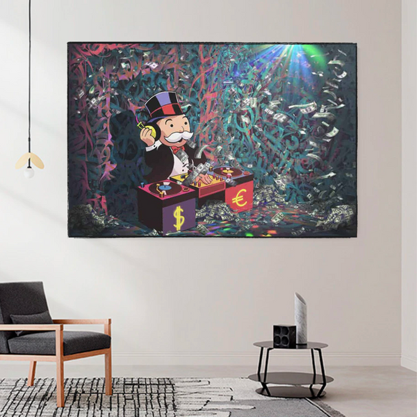 Alec Monopoly Unleashes Beats as Club Wall's Artistic DJ Wall Art-Wall Posters