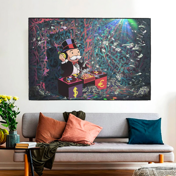Alec Monopoly Unleashes Beats as Club Wall's Artistic DJ Wall Art-Wall Posters