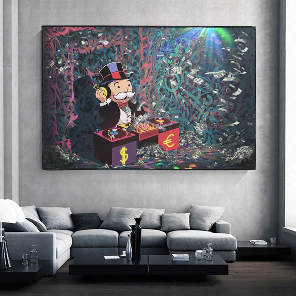 Alec Monopoly Unleashes Beats as Club Wall's Artistic DJ Wall Art-Wall Posters