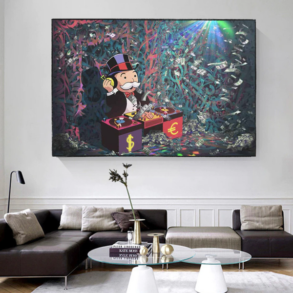 Alec Monopoly Unleashes Beats as Club Wall's Artistic DJ Wall Art-Wall Posters