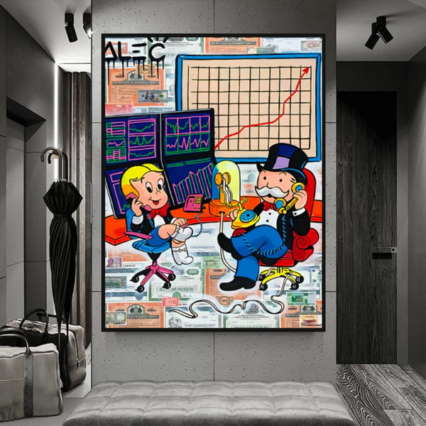 Alec Monopoly and Richie Rich in Forex Trading Crypto Canvas Print-Wall Posters