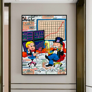 Alec Monopoly and Richie Rich in Forex Trading Crypto Canvas Print-Wall Posters