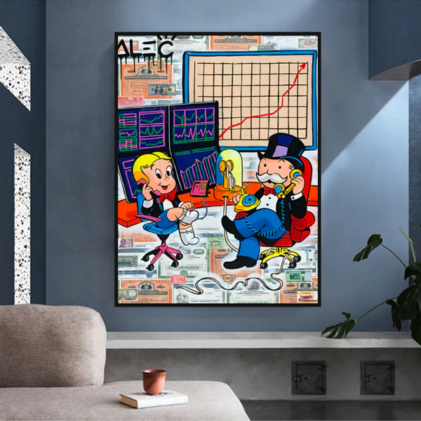 Alec Monopoly and Richie Rich in Forex Trading Crypto Canvas Print-Wall Posters
