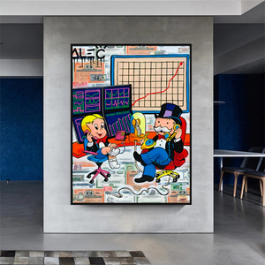 Alec Monopoly and Richie Rich in Forex Trading Crypto Canvas Print-Wall Posters