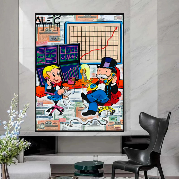 Alec Monopoly and Richie Rich in Forex Trading Crypto Canvas Print-Wall Posters