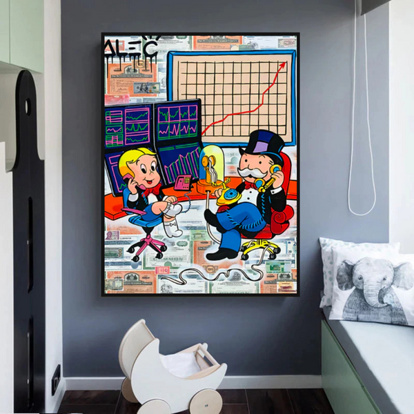 Alec Monopoly and Richie Rich in Forex Trading Crypto Canvas Print-Wall Posters