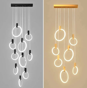 Aluminium Black Rings Long pendant lamp-