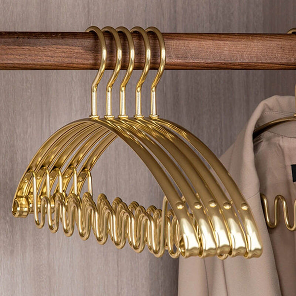 Aluminum Alloy Wave Shaped 5pcs Clothes Hanger-Drying Racks & Hangers
