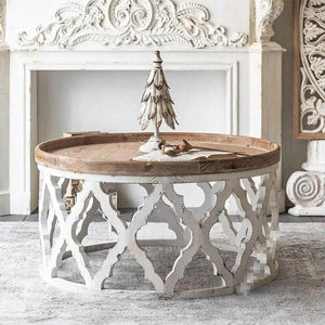 American Retro Solid Oak Wood Coffee Table Set-Coffee Table