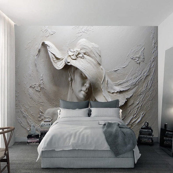 Ancient Style Lady with Hat Wallpaper for Home Wall Decor-Geometric Shapes Wallpaper