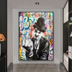 Angry Chaplin Canvas Wall Art-Wall Posters