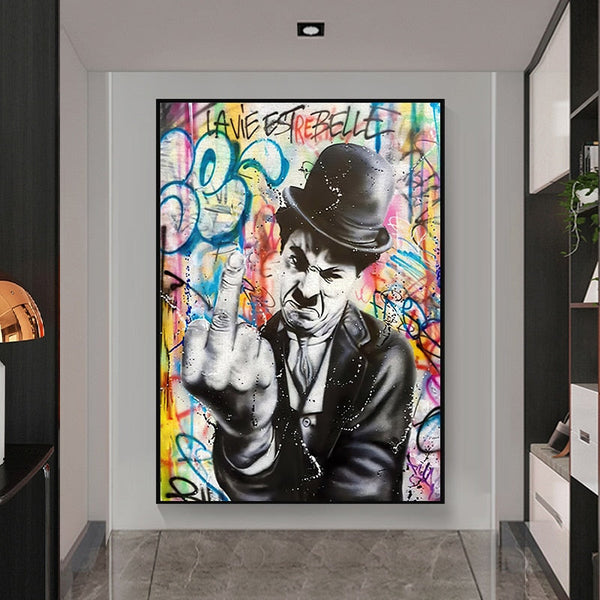 Angry Chaplin Canvas Wall Art-Wall Posters