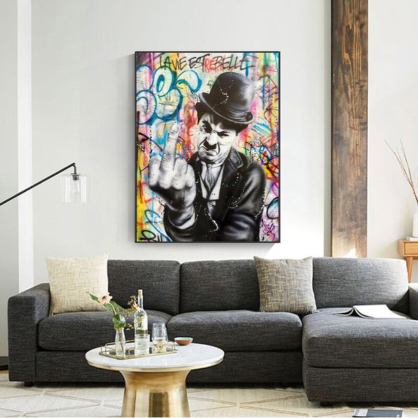 Angry Chaplin Canvas Wall Art-Wall Posters