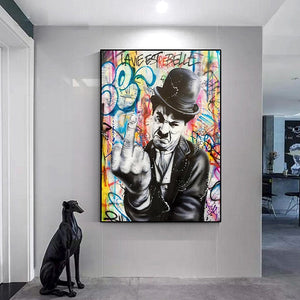 Angry Chaplin Canvas Wall Art-Wall Posters