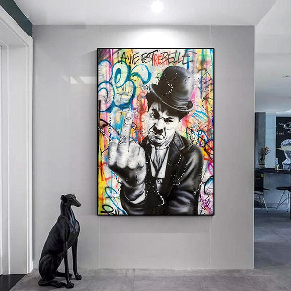 Angry Chaplin Canvas Wall Art-Wall Posters