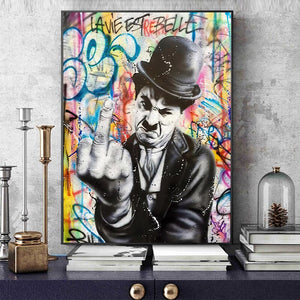 Angry Chaplin Canvas Wall Art-Wall Posters