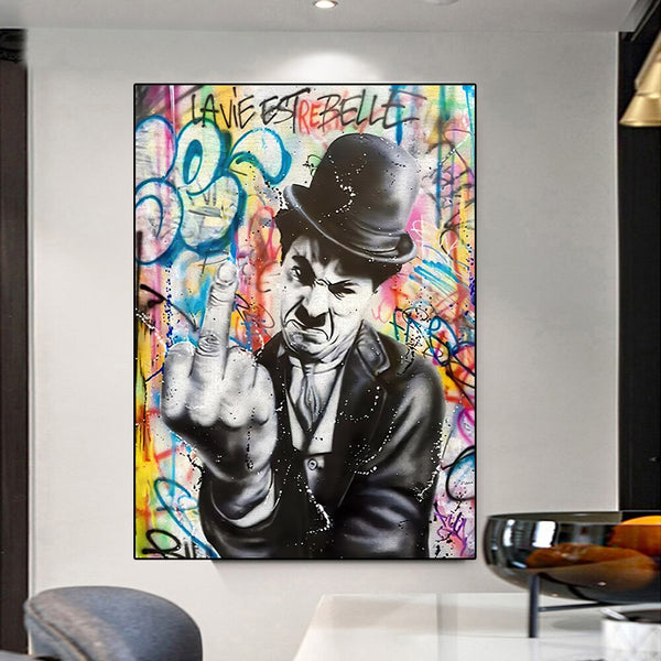 Angry Chaplin Canvas Wall Art-Wall Posters