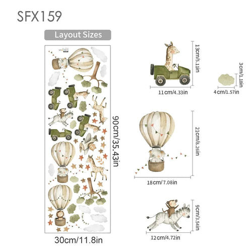 Animal Balloon Wall Stickers - Nursery Room Decoration for Kids-