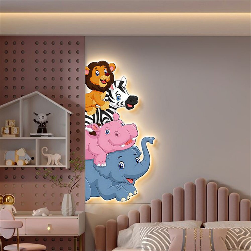 Animal Murals Led Wall Lamp With Plug Wire For Kids Room-Kids Room Nursery Lighting