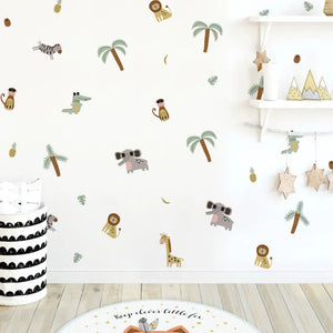 Animal Wall Stickers for Kids Room - Cartoon Elephant, Monkey, Crocodile-