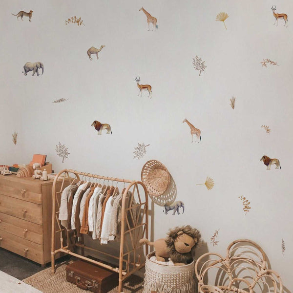 Animals Boho Leaves Kids Wall Stickers - Creative Room Decor-Kids Nursery Bohemian Wall Decals