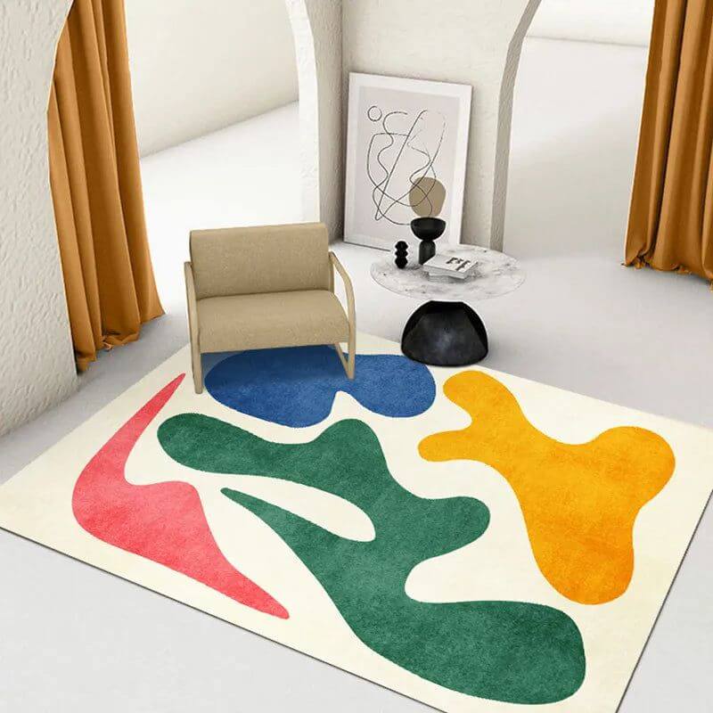 Artistic Abstract Lamb Wool Area Rug - Plush & Contemporary Elegance-Rugs & Carpets