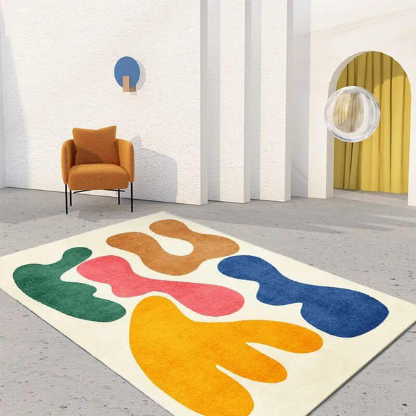 Artistic Abstract Lamb Wool Area Rug - Plush & Contemporary Elegance-Rugs & Carpets
