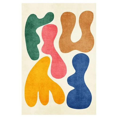 Artistic Abstract Lamb Wool Area Rug - Plush & Contemporary Elegance-Rugs & Carpets