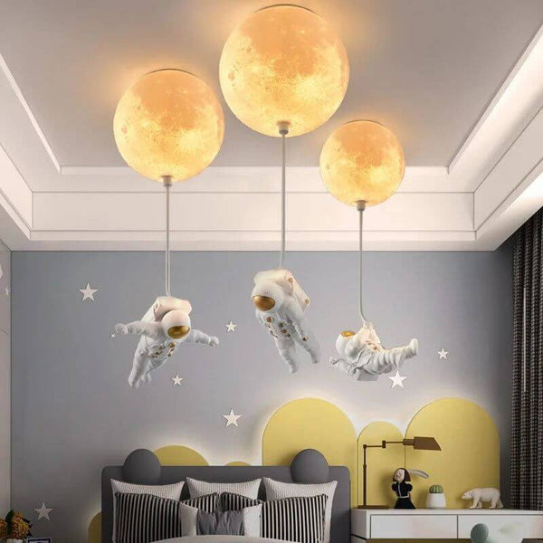 Astronaut Moon Ceiling Light for Kids Room-Kids Room Nursery Lighting