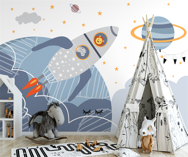 Astronaut Planets Wallpaper - Spaceman Adventure for Walls-Kids Room Wallpaper