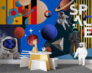 Astronaut Space Wallpaper Mural - Enhance Your Space-Geometric Shapes Wallpaper
