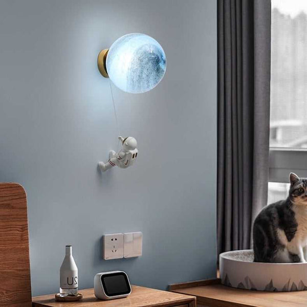 Astronaut on Moon Wall Lamp - Kids Room Lighting-Kids Room Nursery Lighting