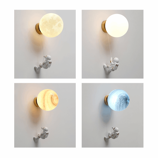 Astronaut on Moon Wall Lamp - Kids Room Lighting-Kids Room Nursery Lighting
