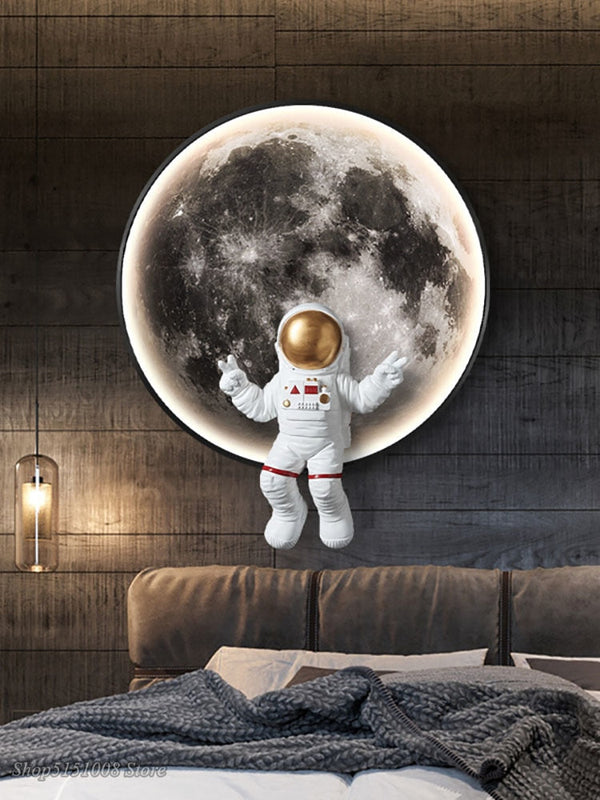 Astronaut on Moon Wall Light: Illuminate with Space-Kids Room Nursery Lighting