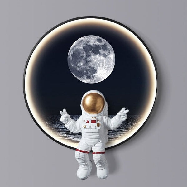 Astronaut on Moon Wall Light: Illuminate with Space-Kids Room Nursery Lighting