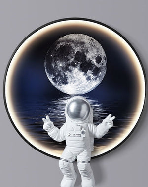 Astronaut on Moon Wall Light: Illuminate with Space-Kids Room Nursery Lighting