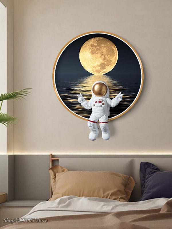 Astronaut on Moon Wall Light: Illuminate with Space-Kids Room Nursery Lighting