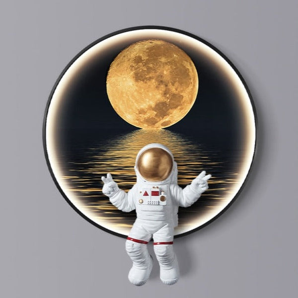 Astronaut on Moon Wall Light: Illuminate with Space-Kids Room Nursery Lighting