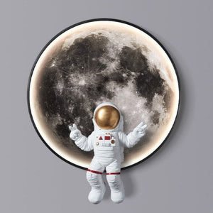 Astronaut on Moon Wall Light: Illuminate with Space-Kids Room Nursery Lighting