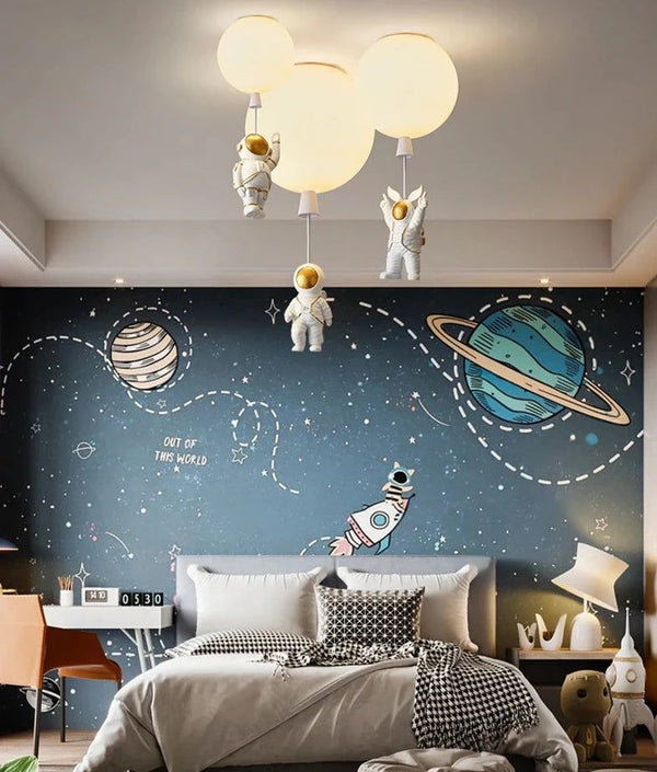 Astronauts on Moon Hanging LED Celing Light-Kids Room Nursery Lighting