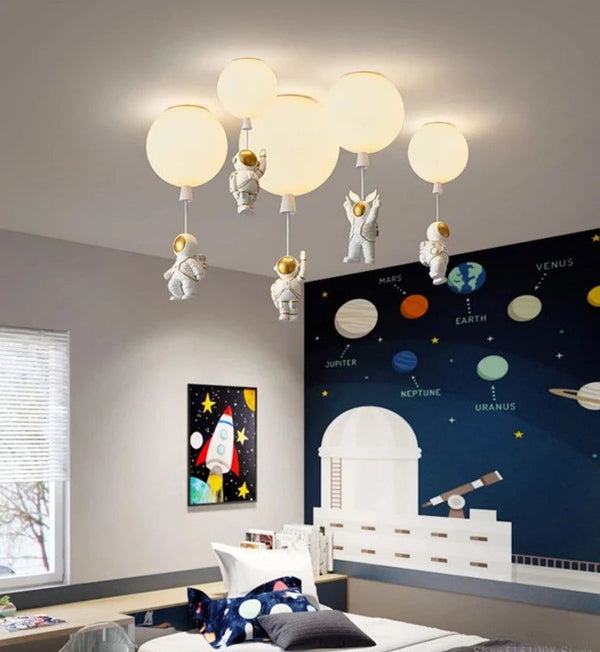 Astronauts on Moon Hanging LED Celing Light-Kids Room Nursery Lighting