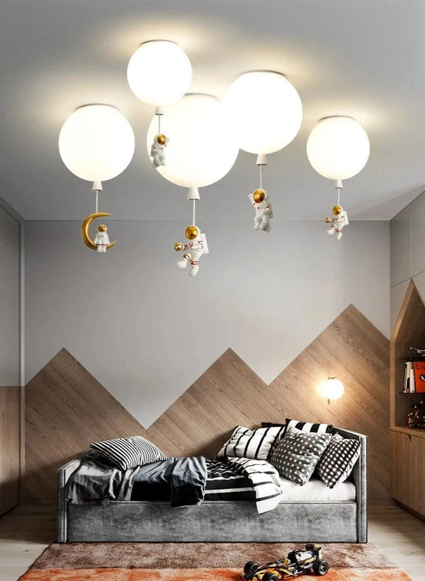 Astronauts on Moon Hanging LED Celing Light-Kids Room Nursery Lighting