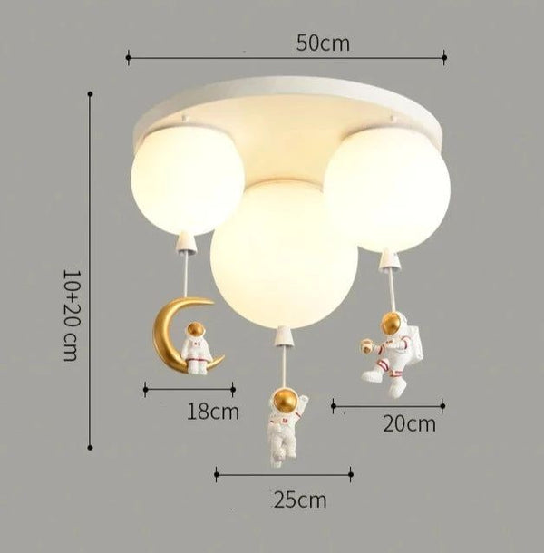 Astronauts on Moon Hanging LED Celing Light-Kids Room Nursery Lighting