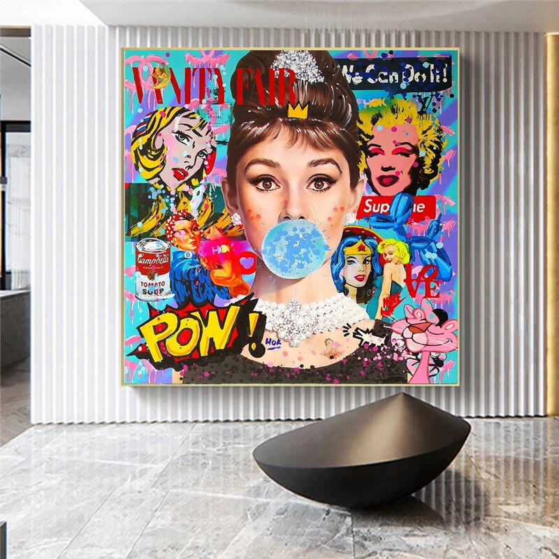 Audrey Hepburn Chewing Gum Canvas Poster-Wall Posters