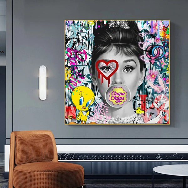 Audrey Hepburn Chupa Chups Poster - Iconic Image-Wall Posters
