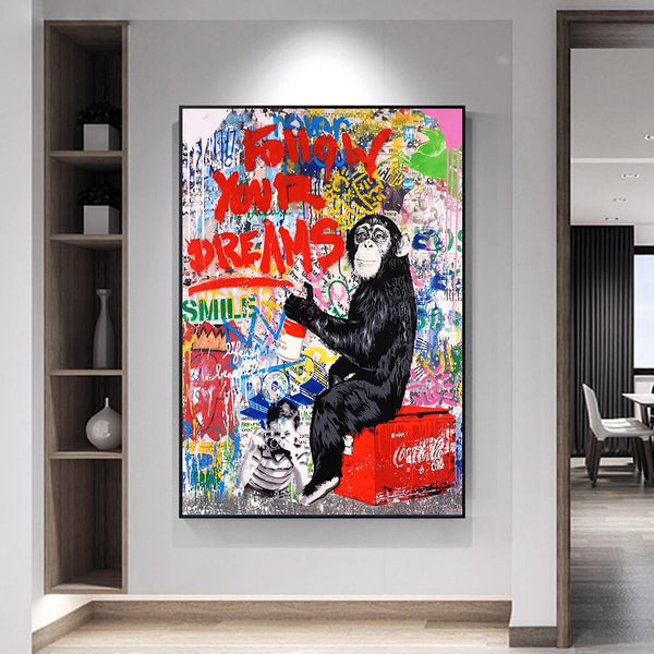 Authentic Mr Brainwash Monkey Art Collectibles - Limited Edition for Art Lovers-Wall Posters