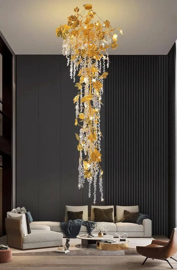 Autumn Leaves Fall Crystal Chandelier Lighting-Staircase Chandelier