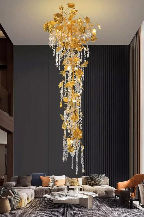 Autumn Leaves Fall Crystal Chandelier Lighting-Staircase Chandelier