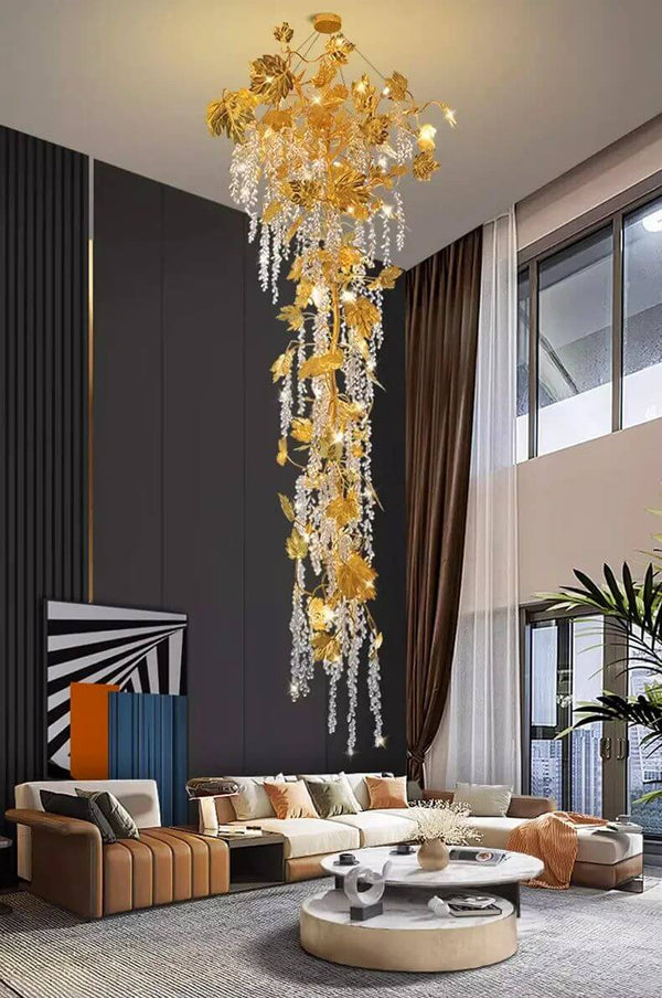 Autumn Leaves Fall Crystal Chandelier Lighting-Staircase Chandelier
