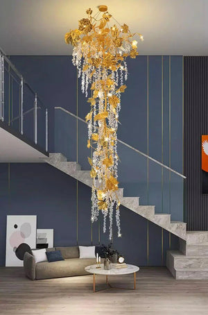 Autumn Leaves Fall Crystal Chandelier Lighting-Staircase Chandelier
